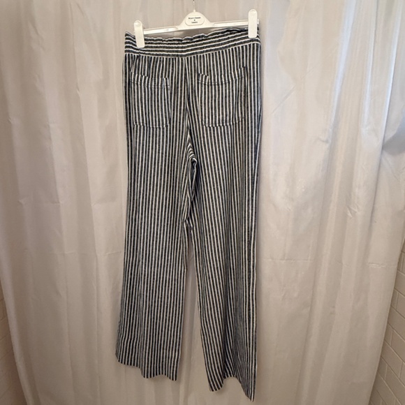 Jolt Beachy Black & White Linen Blend Paperbag Pants Elastic Waist Size Large - Picture 4 of 5